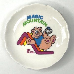 Magic Mountain Six Flags Vintage 3" Mini Souvenir Dish Bear Mascot Camera SoCal